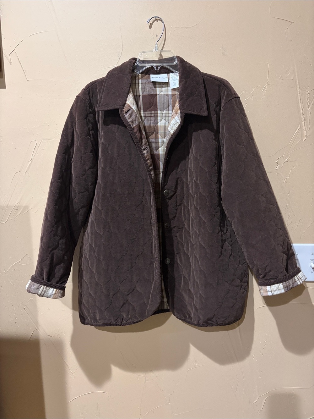 Alfred Dunner Brown Plaid Quilted Jacket